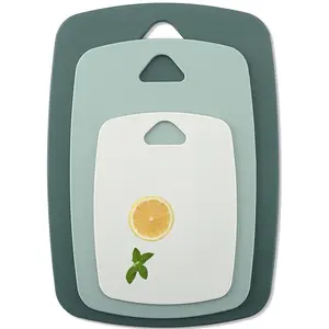 3 PCS Different Sizes Plastic Cutting Board , Cutting Boards for Kitchen Dishwasher Safe, Thick Chopping Board for Meat, Veggies, Fruits, Reversible Use, Easy to Clean