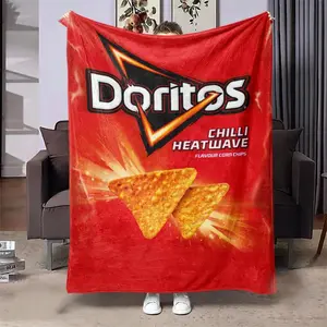 Cartoon Doritos Pattern Blanket, 1 Count Soft Comfortable Warm, Food Themed Blanket, Lightweight Cozy Blanket, Air-conditioned Room Blanket, Warm Nap Blanket for Home & Office