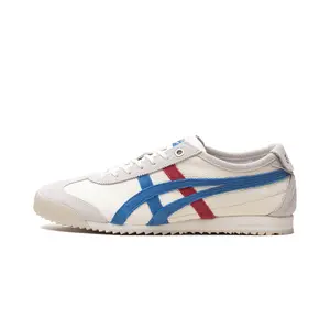 Onitsuka Tiger Mexico 66 SD Sports Sneaker, White-Directoire Blue-Red Colorway, Style Code 1183C015-104