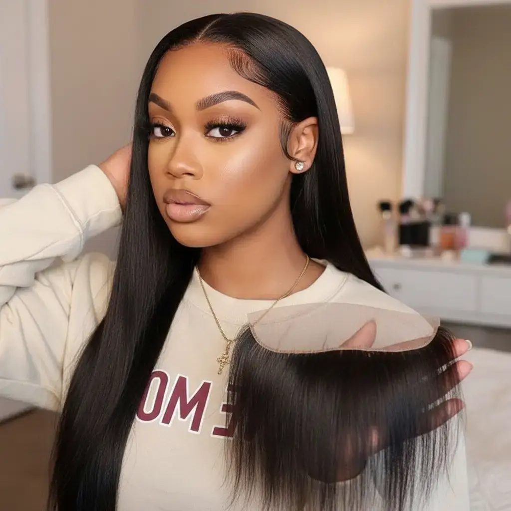 13*4 Ear-to-Ear Frontal Lace Straight Human Hair Frontal, Essential Accessory for Human Hair Lace Front Wigs