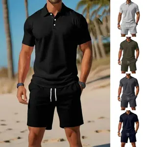 Men's Summer Casual & Sporty Versatile Slim-Fit Short-Sleeve Fashion Polo Shirt & Shorts Set