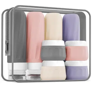 Travel Bottles for Toiletries 8 Pack, Travel Size Toiletries, Tsa Approved Travel Size Containers 3oz, with Travel Essentials Clear Bag, Leak Proof  Squeezable  Jars