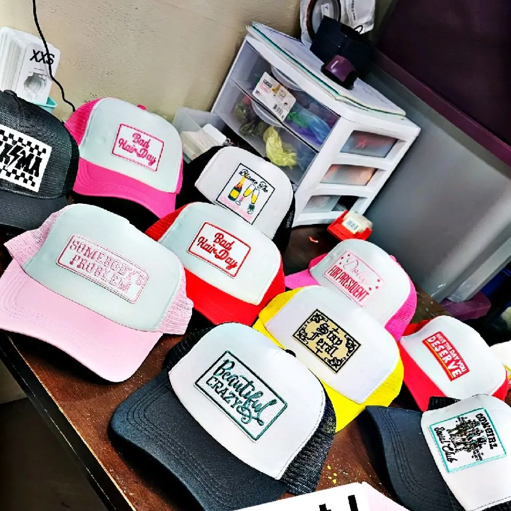 Mystery Trucker Hat - 2 Hat Bundle  Assorted Colors with Unique Designs for Everyday Wear
