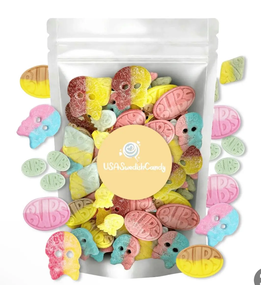 Bubs Swedish Candy Sweet Sour Mix 1/2 lb Snack Bonbon Vagen Gulete Free Gelatet Free Vegan Friendly Gluten Free Sour Fruity Pearls Tutti Frutti Sour S