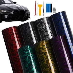 12x59In（1ftx5ft）Forged Carbon Fiber Vinyl Wrap Film,Carbon Vinyl Wrap Adhesive Motorcycle Stickers Decals，Anti-Wrinkle Bubble Free Replacement Car Sticker DIY Interior Exterior