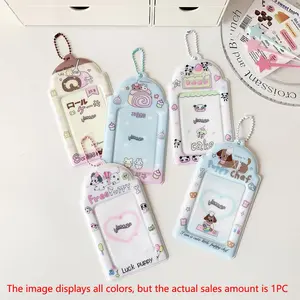 Cute Cartoon Pattern Photo Card Holder, 1 Count Photo Card Protector, Photo Card Storage Case, Identification Badges & Supplies, Photo Strip Holder, Retractable Badge Reel