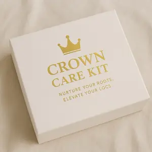 Crown Care Kit - Black Hair Care Gift Box for Locs with Gold Crown Design and Nurturing Ingredients
