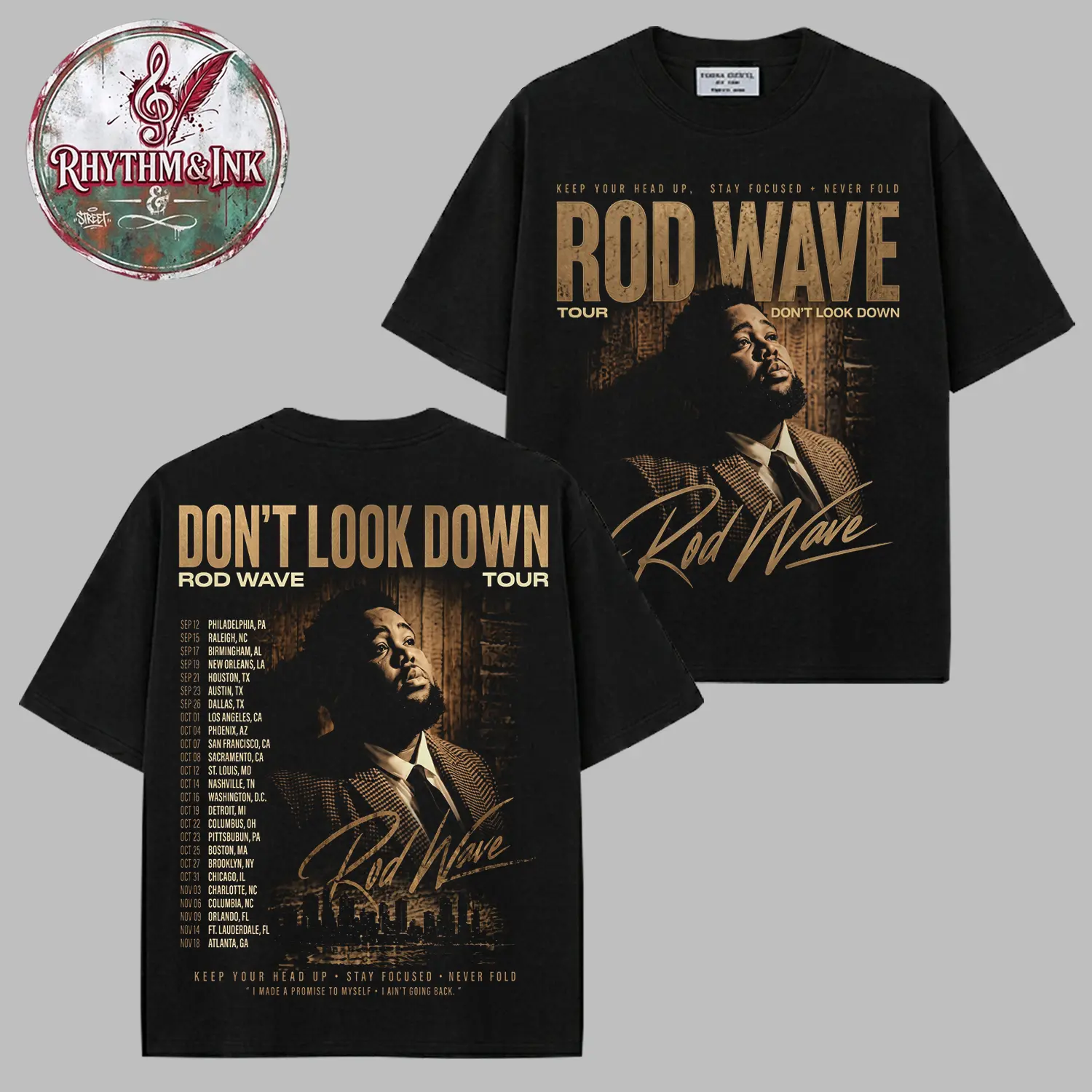 Rod Wave Don't Look Down Tour 2026 V7 Premium Cotton T-Shirt, Double Sided Concert Merch Graphic Tee, Vintage Bootleg Hip Hop Rap Streetwear Shirt, Music Tour Fan Gift