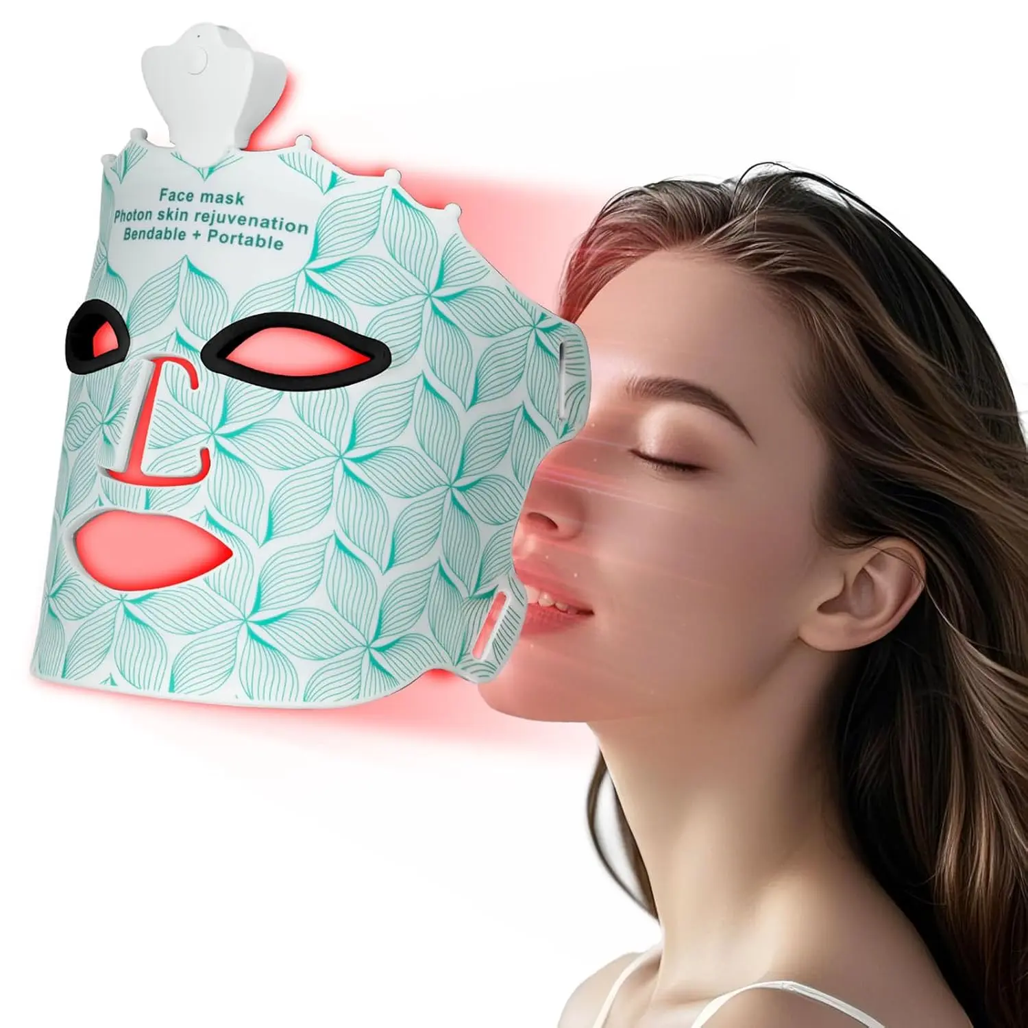 SUERBEATY Red Light LED Face Mask - 7 Color Cordless Silicone Facemask, Adjustable Straps, Soft Flexible, Portable, Moisturizer Friendly Red Blue Mask for Women, Beauty Products Skincare Tool, Silicone Mask