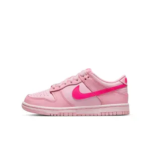 NIKE Big Kids' Dunk Low Leather Sport Shoes, Retro '80s Basketball Style Hoopshoes in Med Soft Pink