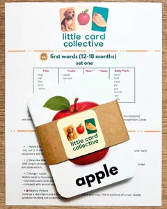 Montessori Flashcards | First Words Set 1 | Real Photos | Ages 1–2 | Toddler Language Learning | 32 Laminated Cards for Early Learning | Animals | Fruits | Body Parts | Household Objects