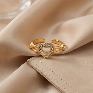 Women's Infinity Diamond Heart Framed Promise Ring - Paris with Love Y2K Costume Jewelry, Ideal Gift for Girlfriends or Mothers