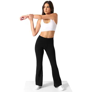 Viosi Yoga Pants for Women Y2K Wide Leg Bootcut Legging Cotton Fold Over Flare Stretchy Tummy Control High Waist