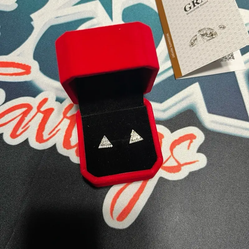GRA Trap Box Earrings Pairs - Moissanite Earrings 100% Pass The Diamond Tester Independent, Custom Real Gold Lab Design, Made in USA