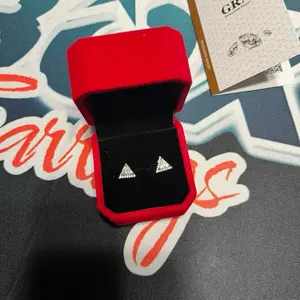 GRA Trap Box Earrings Pairs - Moissanite Earrings 100% Pass The Diamond Tester Independent, Custom Real Gold Lab Design, Made in USA