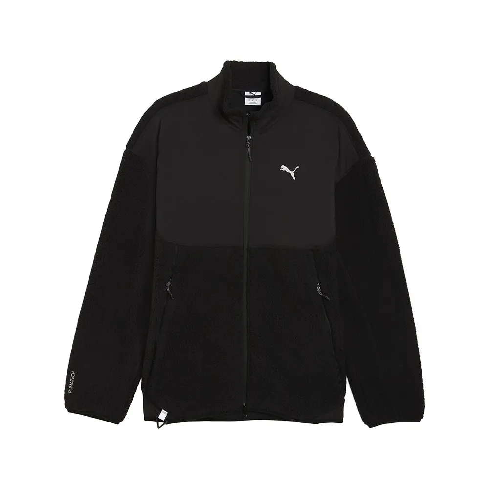 PUMA Mens Pumatech Soft Tech Relaxed Sherpa Jacket Athletic Outerwear Casual - Black