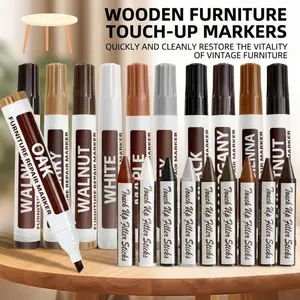 21-Piece Furniture Repair Kit Markers and Wax Sticks with Sharpener - Wood Touch Up Kit for Scratches, Floors, Cabinets - 10 Colors