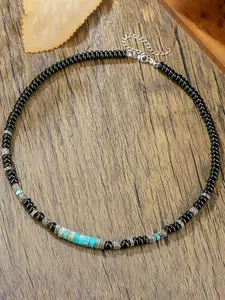 1PC Vintage Man's Black Abacus Beads Handmade Beaded Necklace Man Bohemia Emperor Stone Surfer Necklace for Men Jewelry Collar Hombre