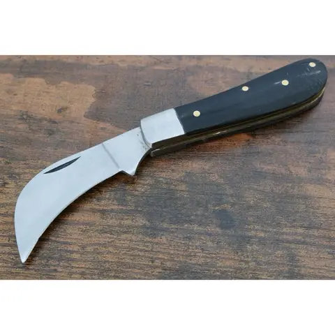 Mini Hawkbill Pocket Knife Wood Handle Vintage Style OG Small 3 Inches Black