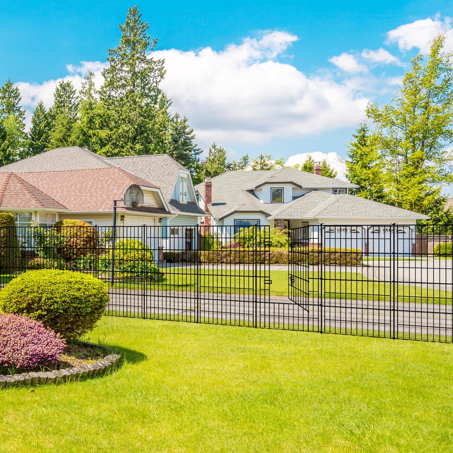 Metal Garden Fence 40 inch H x 28 inch W, 5 Panels (4 Panels + 1Gate), Total 11.6 ft, No Dig Fence Rustproof Animal Barrier Fencing for Dog, Rabbits, and Patio,Yard