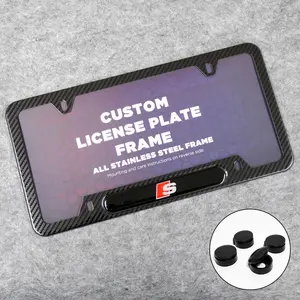 Front or Rear Carbon Fiber Texture License Plate Frame Protect Cover Fit Audi S Decorate Accessories Gifts