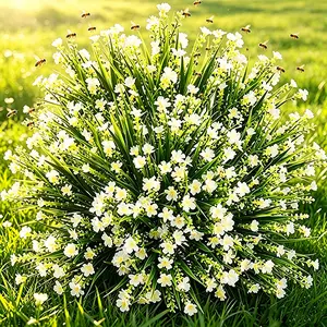 10PC Outdoor artificial flowers anti-ultraviolet artificial flowers do not fade simulation daisy flowers plastic plants suitable for growers courtyard garden porch courtyard window home indoor and outdoor summer decoration wedding birthday gift.（white）
