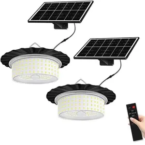 Solar Shed Light, 244-LED Solar Pendant Light with Moving Sensor, 5 Modes Waterproof Floodlight with Remote Control, Safety Outdoor Wall Light for Patio, Deck, Shed, Camping, Solar Garden Lights