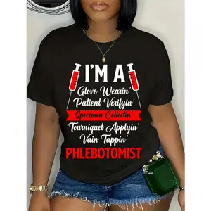 🎉   100% Cotton Phlebotomist Phlebotomy Round Neck Short Sleeve T-Shirt Women's Men Graphic Tee