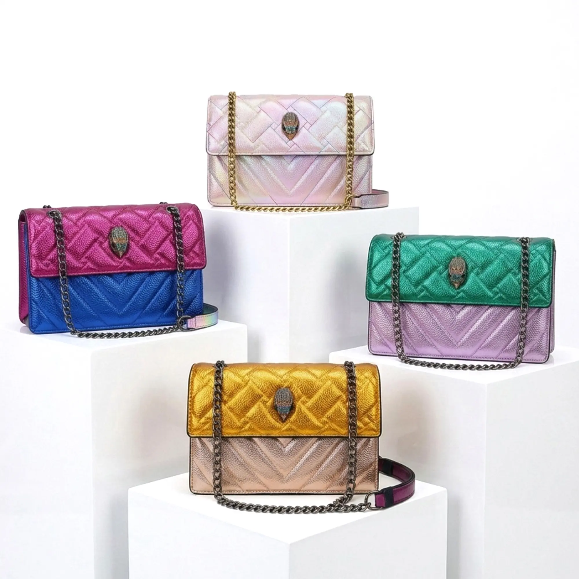 Kurt Geiger London Women's Trendy Patchwork Small Square High-End Embroidered Crossbody Camera Shoulder Bag