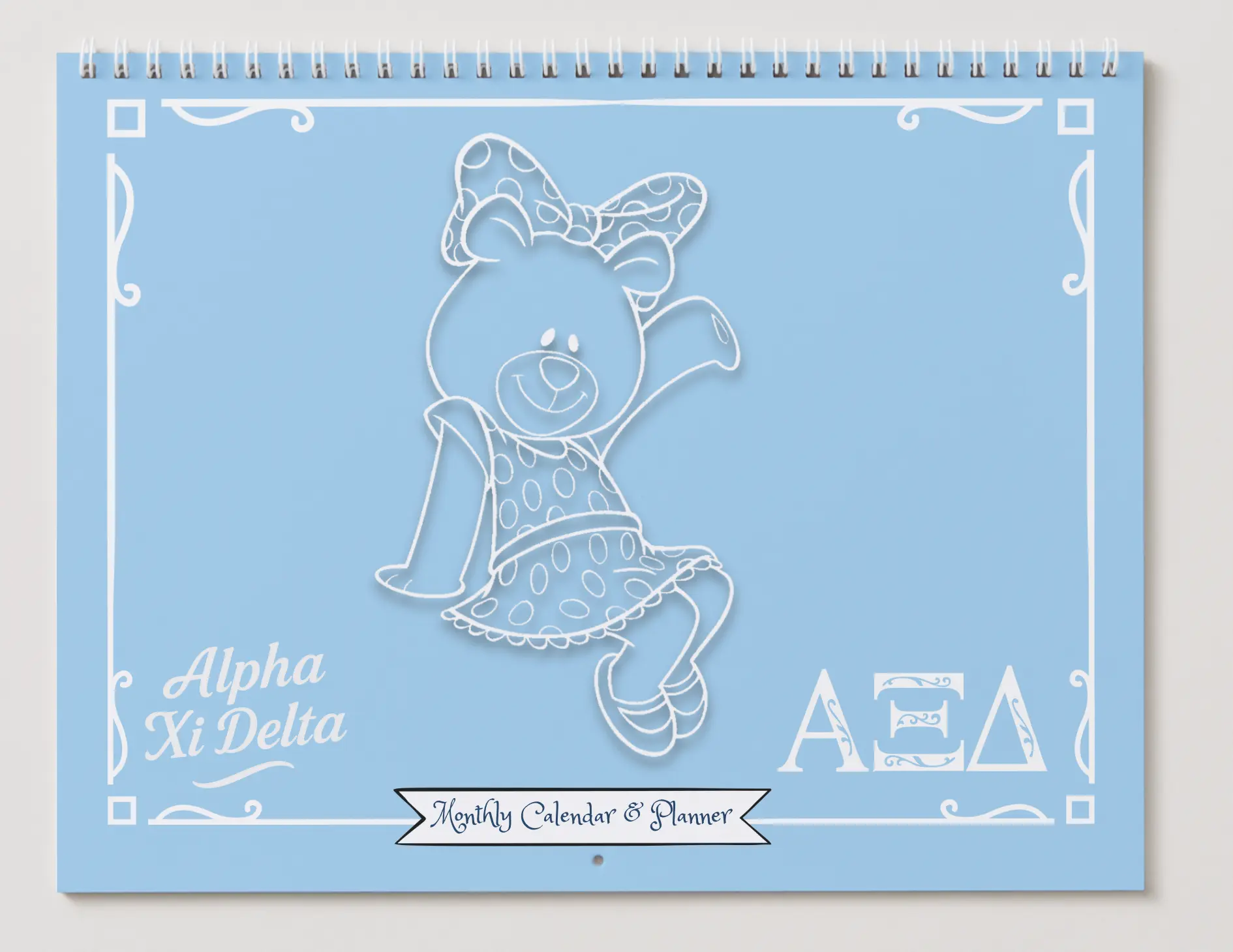 Alpha Xi Delta Monthly Planner - BetXi Bear Collection:  Colorable & Customizable