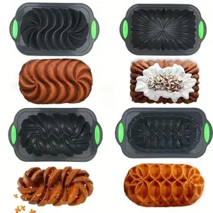 Set of 4 Silicone Cake Molds, Silicone Bundt Pan, Non-Stick Flat Bread Pan, Ideal for Fruit Cakes, Chocolate, Birthdays, Toast Baking Tray