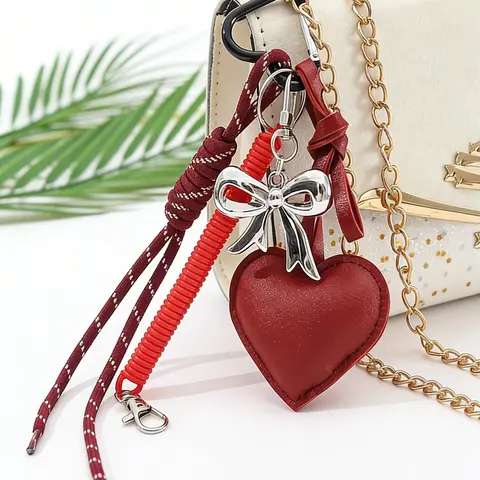 Bag Charm Heart-Shaped Spring Clasp Bag Pendant Bag Charm Multiple Colors Available High Quality Fashionable And Versatile Two Ways To Wear Gift To A Friend Couple Gifts Suitable For Bags And Keys Keychain Bag Decoration Bag Accessories Charms