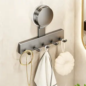 5-Piece Vacuum Cup Hook Set, No-Drill Design, Heavy-Duty Waterproof Storage Organizer, Ideal for Bathroom & Kitchen Use, Bathroom Suction Hooks
