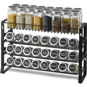 【Summervibes】VEVOR Detachable Spice Rack Organizer for Cabinet,  , 4 Tie Stackable Seasoning Organizer, Spice Jars Kitchen Storage for Countertop Kitchen Pantry Cupboard, 15.8x10.7 in