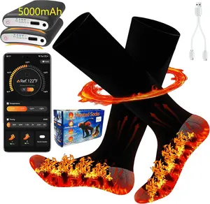 Men's and women's heated socks APP control, 5000mAh*2 battery heated socks, electric heated socks rechargeable smart foot warmer, washable, suitable for outdoor work skiing hunting cycling cycling hiking camping Christmas gift