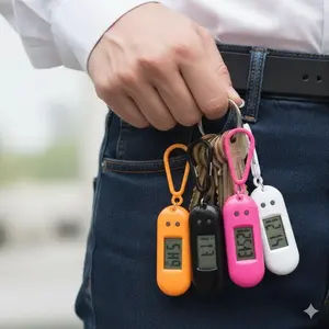 Stylish Oval Digital Keychain Watch, Portable Electronic Clock Keyring, Multi-Function Time Display Key Accessory, Multi Purpose Keychain for Kids Time Management Learning