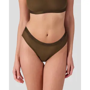 PSD Womens Coco Brown Solid Cheeky Underwear - Flattering Cheeky Brief, Soft and Comfortable Breathable Mesh Fabric