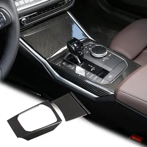 Car Center Console Gear Shift Panel Cover Trim Compatible for BMW 3 Series 3GT G20 G21 G22 G23 G26 G28 2019 2020 2021 2022 2023 2024 2025 Interior Accessories (ABS Plastic, Carbon Fiber)