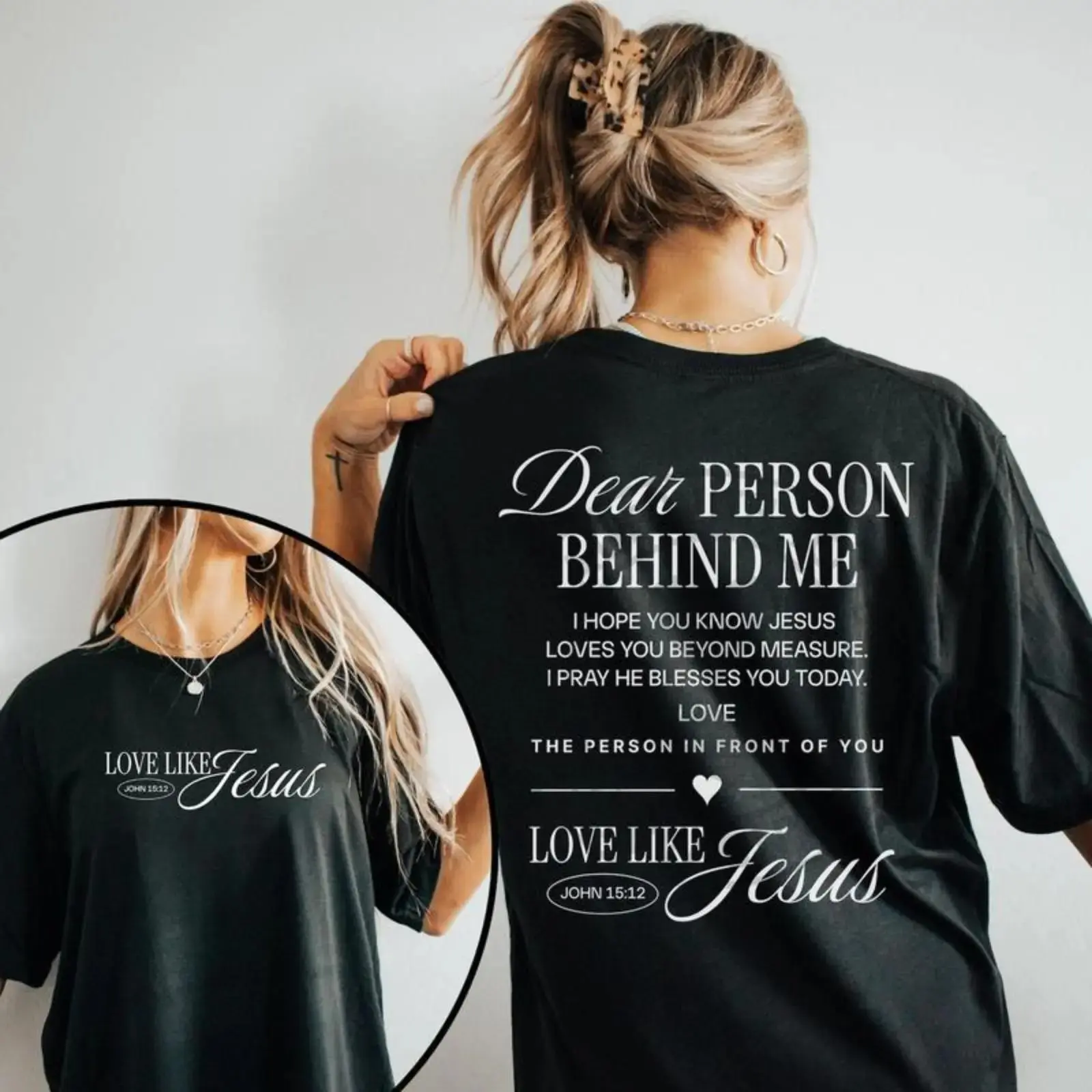 Christian Graphic Tshirt for Men, Soft Pure Cotton Fitted Cut Tee, Faith-Based Fashion with "Love Like Jesus" Print, Round Neck, Graphic Print, Unisex