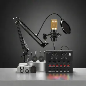 Podcast Equipment Bundle, Soundcard Recording Studio Package with Voice Changer, Live Sound Card for Laptop, Vlog & Live Streaming, Sound Card Set, Audio Interface