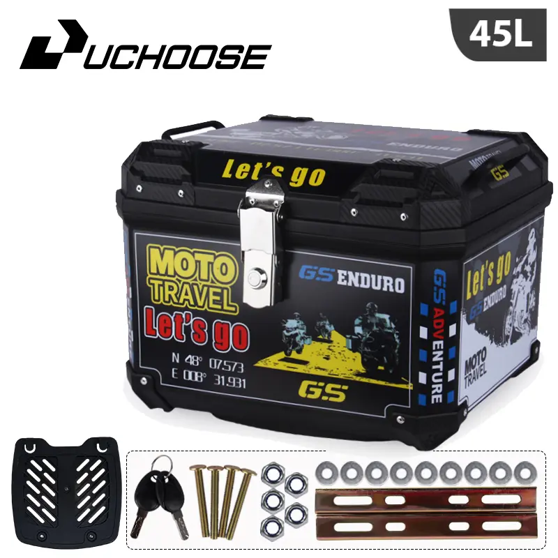 45L Waterproof Anti-Theft Motorcycle Top Box - Super Thick Anti-Fall Large-Capacity Storage Organizer for Riding Gear, Motor Parts