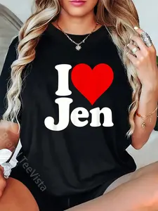 100% Cotton I LOVE HEART JEN JENNIFER JENNY JENNA JEANINIE T-Shirt