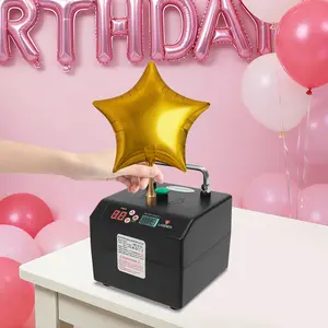 Electric Air Balloon Pump,Portable Electric Balloon Pump Balloon Inflator Party Air Blower Electric Balloon Blower Pump with Timer Battery for Party Events Decoration Black Birthday Anniversary