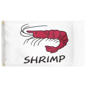 Shrimp White 3'X5' Flag 100D Polyester (90cm x 150cm) Restaurant Business Flag (B3) RolFlags