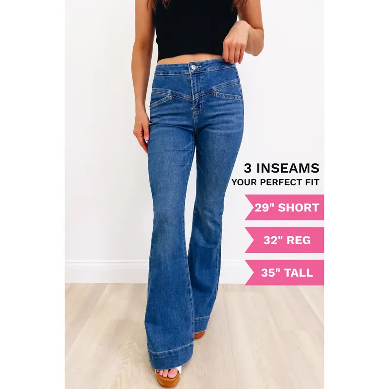 Sexy Back by The Denim BAR - Flare Jeans in Blue - 3 Inseams