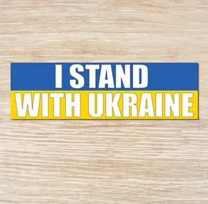 I Stand With Ukraine Bumper Sticker, anti trump, Waterproof Vinyl