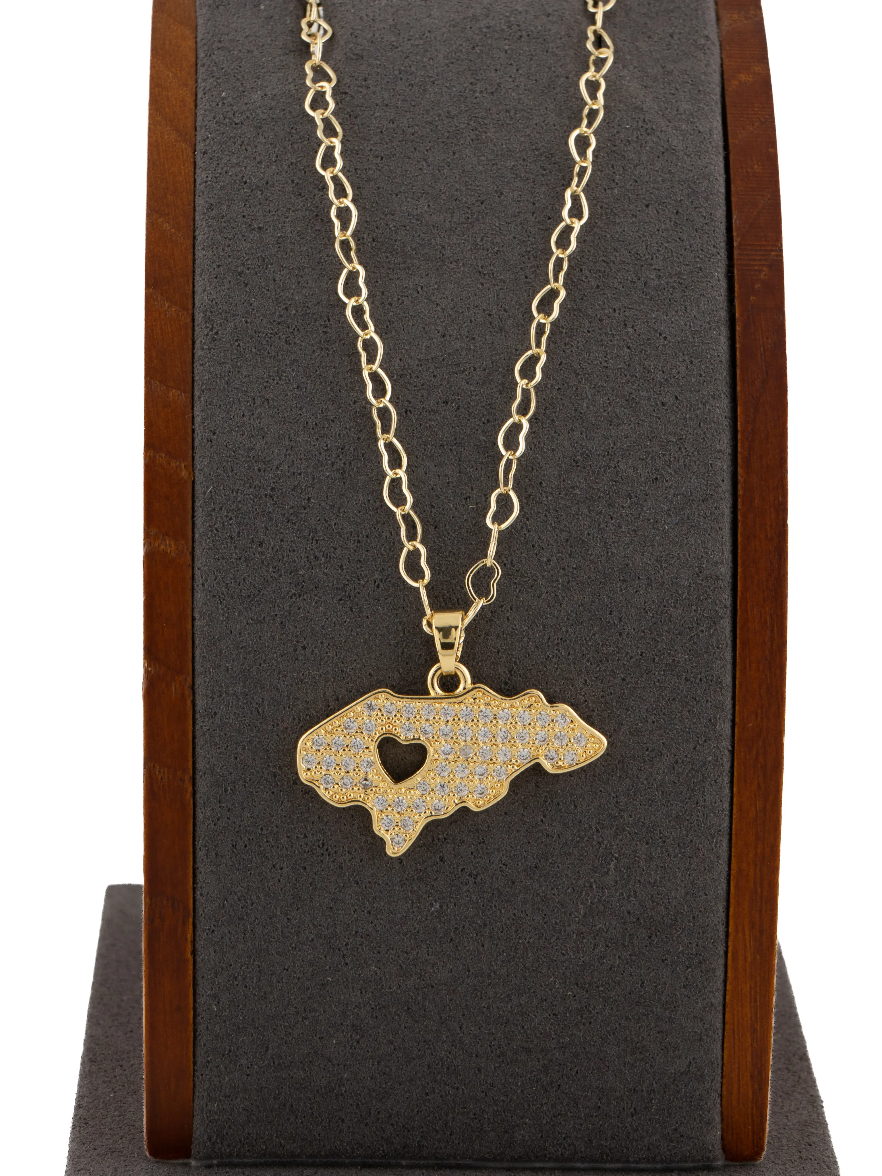 Gold-Plated Small Honduras Map Pendant Necklace - Gold Aesthetic Fashion Costume Jewelry with 24-Inch Delicate Chain, Metallic Gold Necklaces