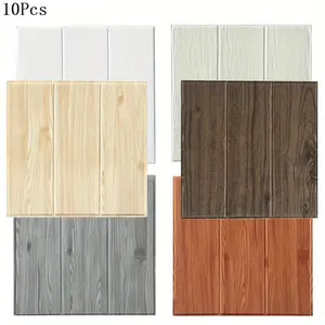 30pcs Faux Wood Grain Self-Adhesive Wall Stickers, Bedroom Living Room Corridor Dorm Office Wall Decor, Waterproof Moisture-Proof DIY Creative Paper Wall Panels