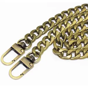 "/120cm Antique Brass Iron Flat Chain for Handbag  Bag Crossbody Bag Purse Chain Strap Replacement, with Metal Buckles- 6 OZ in Weight (Bronze)