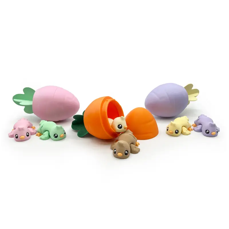 Easter Chick Carrot Egg Bundle – 3D Printed Baby Chick Figures & Carrot Egg | Cute Easter Basket Stuffer & Spring Collectible